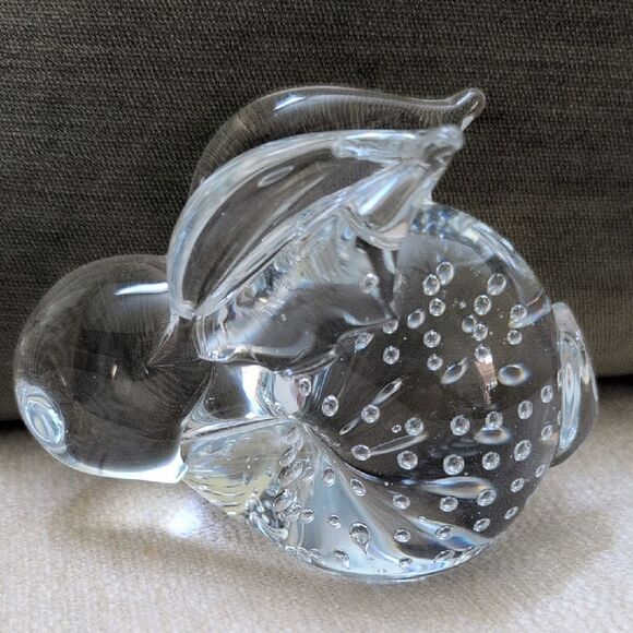 Art Glass Crystal Bunny Rabbit Figurine Paperweight With Controlled Bubbles - Picture 1 of 9